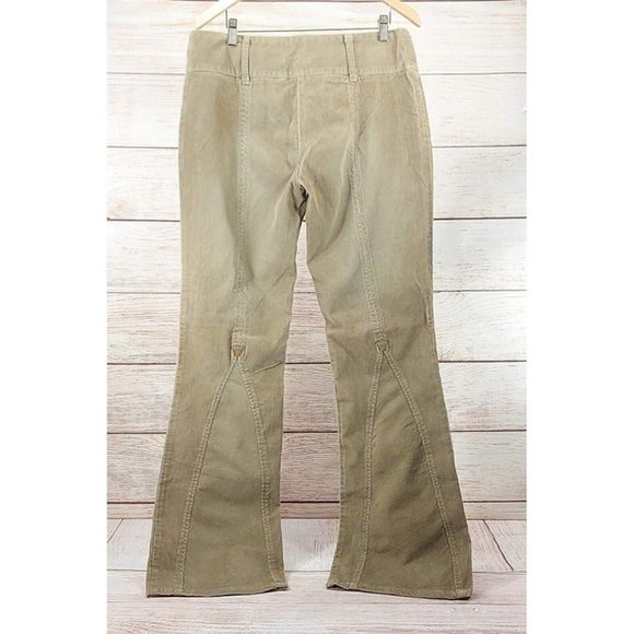 Women's Low Waist Corduroy Pants Vintage Wide Leg 70's Tan Flare End Jeans Sz 14 - Picture 10 of 12